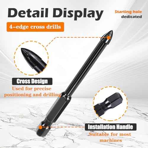 7 PCs Diamond Drill Bits Set, Versatile Tile Drill Bits for Ceramic Glass Porcelain Marble Granite, Blue Dry Diamond Drill Bit Set, Premium Fast Dry Drilling with Cooling Wax, Round Shank - Samest
