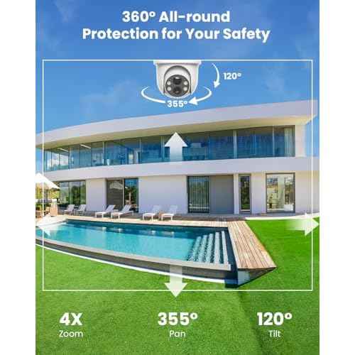 ieGeek Solar Security Cameras Wireless Outdoor, 2K 2.4G WiFi Camera with Solar Panel and Battery Powered, Color Night Vision with Spotlight, 360¡Æ PTZ, 2-Way Audio, PIR Motion Sensor, no Subscription