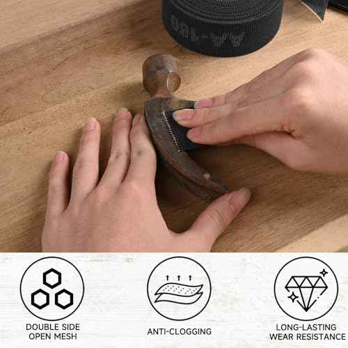 180 Grit Mesh Sandpaper Roll, 1-1/2" x 5 Yard Plumbing Sanding Cloth - Double Side Open Mesh Silicon Carbide Abrasive Roll for Copper Pipe, Wood and Metal Sanding