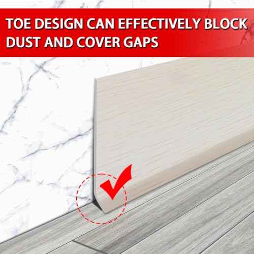 Vinyl Wall Base Baseboard Molding Trim 4" Flexible Self Adhesive Rubber Wall Base Moulding Trim Peel and Stick Design, 4 Inch x 40 Feet, Beige Wood Grain