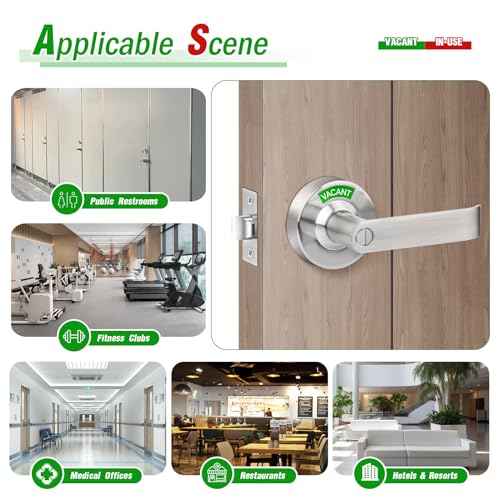 Indicator Privacy Lock and Door Lever,Vacant Occupied Bathroom Knob with Privacy in-Use or Vacant Indicator Lock,ANSI Grade2 Commercial Door Handle for Public Restrooms Toilet