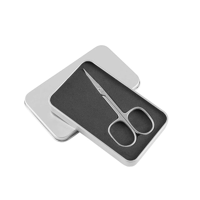 LIVINGO Premium Manicure Nail Scissors, Multi-purpose Stainless Steel Cuticle Beauty Grooming Kit for Eyebrow, Eyelash, Dry Skin Curved Blade 3.5 inch