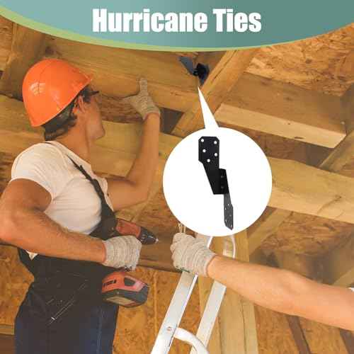 100 Pack Heavy Duty Hurricane Ties with Black Powder-Coated, Hurricane Straps Trusses/Rafters Ties Brackets Joist Hangers for Wood, Shed, Roof