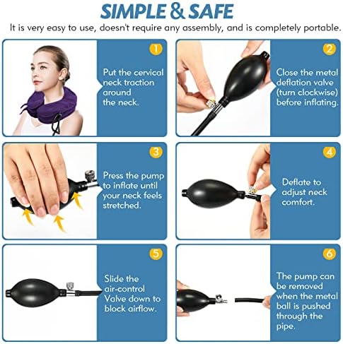 Neck Stretcher, Neck Traction Device, Cervical Traction Device, Neck Pain Relief, Adjustable Inflatable Neck Brace & Neck Stretcher Cervical Traction, Neck Decompression Home Use (Purple)