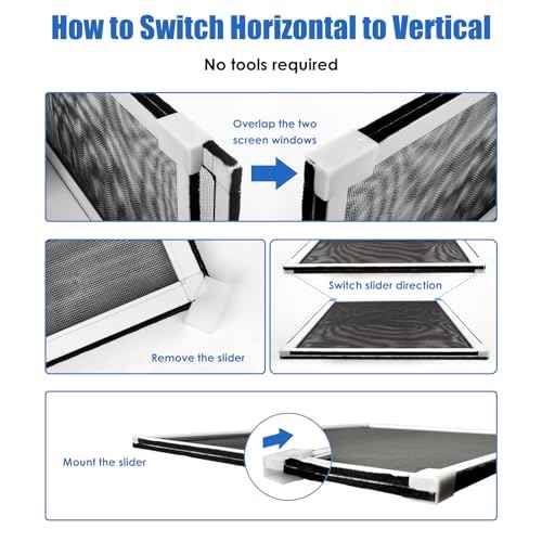4 Pack Expandable Window Screen, 2 Way Sliding Adjustable Window Screen, Horizontal (10" H x 16" - 30" W), Horizontal and Vertical Adjustable, Durable Replacement Screen for Window, Window Screen Mesh