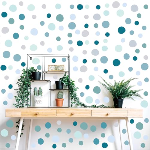 300 Pcs Self-Adhesive Irregular Dot Wall Stickers - 10 Sheets Removable Waterproof Vinyl Wall Decals for Nursery, Kids Room, Living Room, Playroom, Classroom, Home Decor (Gradient Blue)
