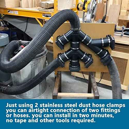 2-1/2 Inch Dust Control Flex Cuff 70148 Hose Connector Ports with 2 Clamps, Fits for 2-1/2 Inch Dust Collection Hose, Black