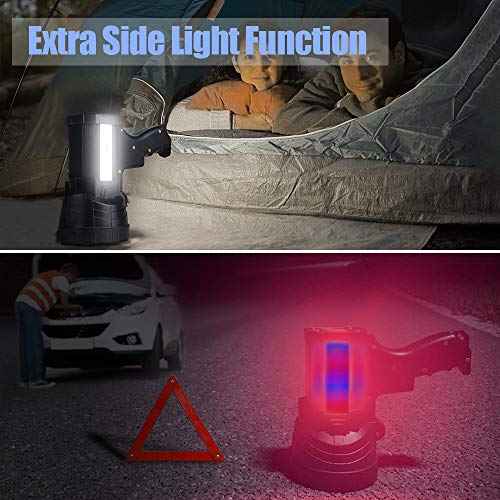 YIERBLUE Rechargeable Spotlight, Super Bright 100,000 High Lumen LED Handheld Spotlight Long Lasting Large Flashlight Searchlight and Flood Camping Flashlight with Foldable Tripod Black