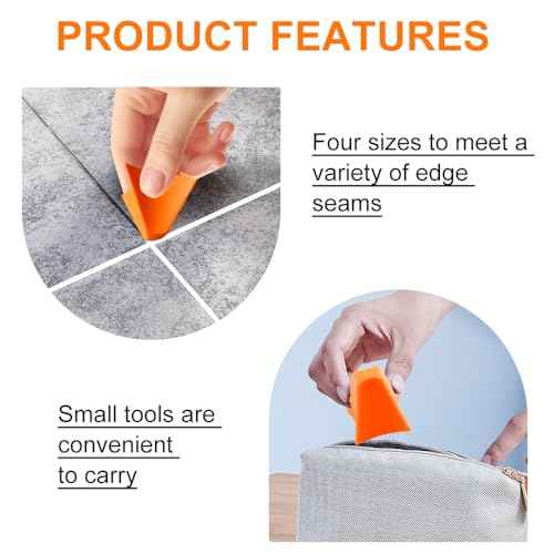 That Silicone Tool, Caulking Tool, Caulk Remover Tool, Orange Silicone Seam Tool Kit(3/6/10/16mm), Effective Grout Spreader for Kitchen, Bathroom, Window (4size)