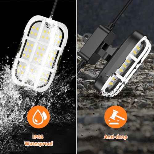 50ft LED Construction String Lights,Super Bright 7500lm 75w Adjuest 90&180 Degrees On Both Sides Waterproof IP66 Led String Work Lights, Construction Temporary Lights (50ft-Adjustable 5lights).