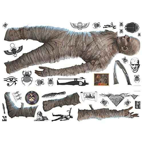 RoomMates RMK5214GM Classic Monsters The Mummy Peel and Stick Wall Decals, White, tan