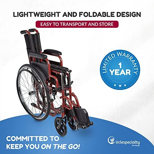 Ziggo 14” Seat Width Pediatric Wheelchair for Kids & Children, Lightweight, Manual Folding Wheelchair w/Safety Belt, Swing-Away Foot Support w/Straps, Desk Length Arm Rests