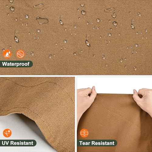 Canvas Tarp 10x12 Feet, 12 Oz Heavy Duty Waterproof with Rustproof Grommets, UV Resistant, Multipurpose Outdoor Tarpaulin for Camping, Canopy, Woodpile, Trailer (Tan)