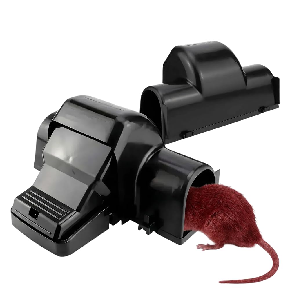 Tougher Than Tom Sure-Catch Rat Trap (2-Pack) - Heavy Duty & Quick-Kill Power - Easy to Set with No-Touch Disposal Design Mouse Trap - Reusable Indoor & Outdoor Rodent Trap
