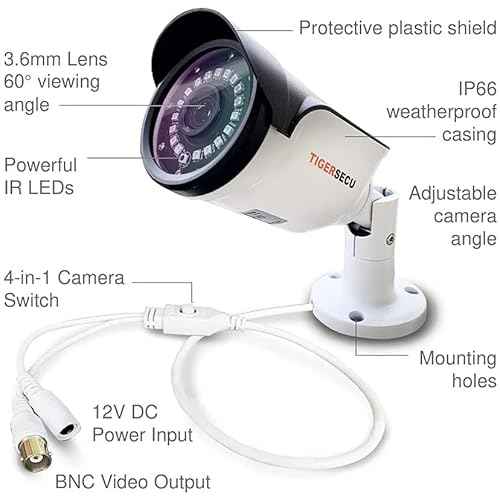 TIGERSECU 1080P Long Range Bullet Security Camera for DVR, Weatheproof for Indoor/Outdoor Use, Hybrid 4-in-1 OSD Switch for TVI/CVI/AHD/CVBS DVRs (Power Supply and Coaxial Cable Sold Separately)