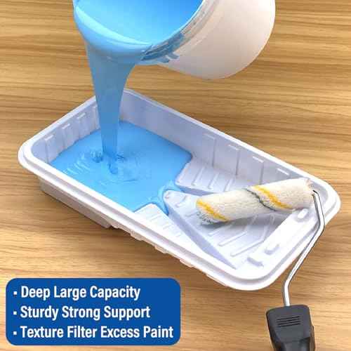 Great Andrew 4 Inch Paint Trays Double Thick, 12 PCS Sturdy Plastic Small Paint Tray Liners Ideal for Small Projects, DIY Painting Walls, Furniture (White)