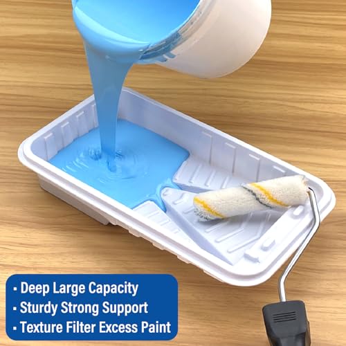 4 Inch Paint Tray Liner, 12 Pcs Disposable Small Paint Tray, Sturdy Plastic Paint Pan with Liners for Home Decor, House Painting, Crafts and DIY Projects (4 Inch, White Heavy Duty Liners)
