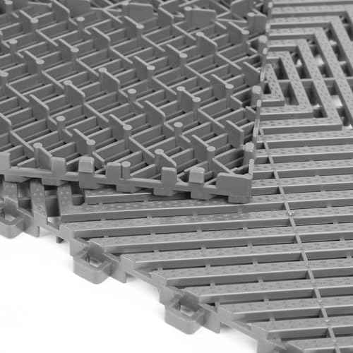 12Pack Modular Interlocking Grille Tile 12"x12"x0.66" Heavy Duty Mat for Garage Flooring Car Washing Facility Drain Balcony Yard Deck Floor (Gray)