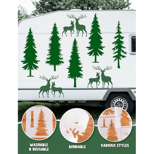Large Pine Tree Stencils for Painting on Wood Reusable Christmas Pine Tree Template, Giant Fence Stencils for Wall Garden Fence Window Furniture Mural