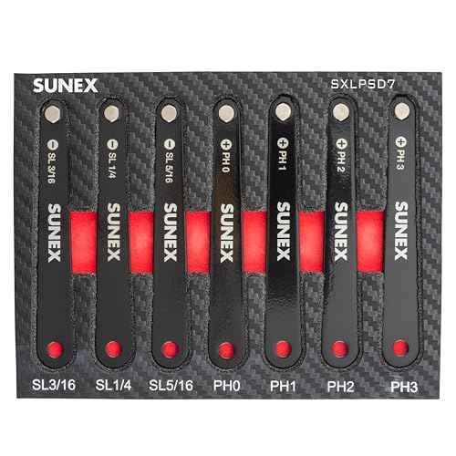 Sunex Tools SXLPSD7 Low Profile Diamond Coated Phillips¢ç & Slotted Screwdriver Set in EVA Foam, 7-Piece