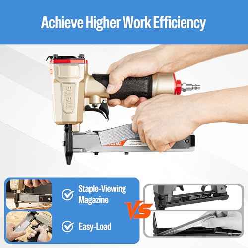 meite 425KC Narrow Crown Stapler, Fits 18 Gauge 1/4" Crown 1/2" to 1" Staples, with Safety Trigger, Heavy Duty Staple Gun for Wood, Furniture, Fabric, Leather, DIY & Professional Use