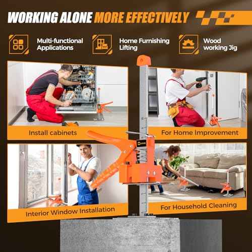 Labor Saving Arm Jack Handle 2 Pack,15 in Construction Jack, Wall Tile Locator, Multi-Function Height Adjustment Lifting Device, Door Panel Lifting Cabinet,Raised 10 in,Load 400LBS
