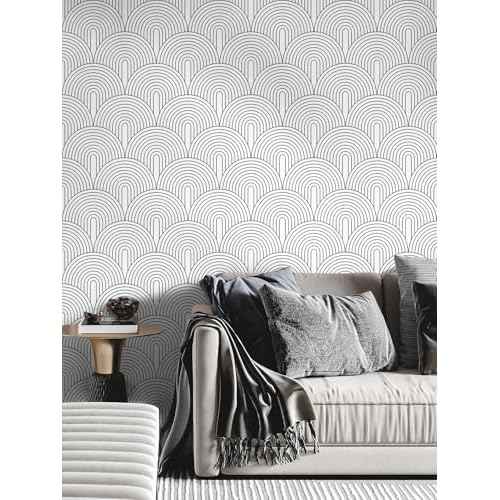 Floralplus Peel and Stick Modern Wallpaper Black Contact Paper for Shelf Liner Kitchen Renter Friendly Wallpaper for Bathroom Vinyl Textured Contact Paper for Home Decor 17.7 x 118 in