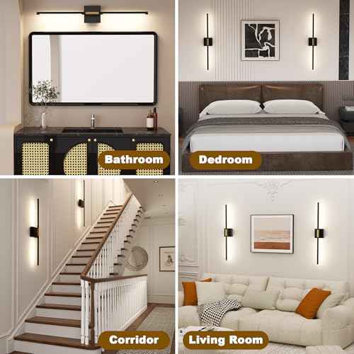 31.5 Inch Battery Operated Wall Sconce Set of Two, 8000mAh USB Rechargeable Wall Sconce with Remote Control, 360¡ÆRotate Dimmable 3000K-6000K LED Wall Lights for Living Room, Hallway, Bedroom, (2 Pack)