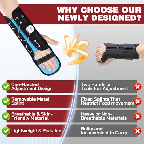 Resting Hand Splint with Adjustable Knob, Night Immobilizer with Removable Splints for Pain Relief, KTQUICK Hand&Wrist Brace for Carpal Tunnel, Stroke Recovery, Arthritis, Tendinitis-Left Hand X-Large