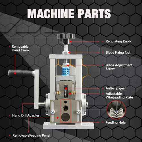 Wire Stripping Machine, Durable Aluminum Frame Upgraded Spring Design With One Extra White Steel Pressure Blade, 0.05''-1'' Wire Stripper