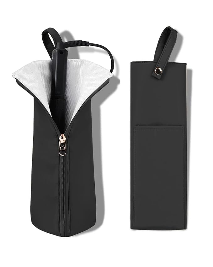 Holder & Mat for Curling Iron Flat Iron, Heat Resistant Hot Hair Tool Travel Bag Case Ã¯Â¼ÂblackÃ¯Â¼Â