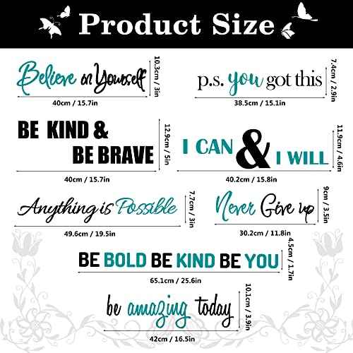 Inspirational Quotes Wall Decals Vinyl Motivational Wall Stickers Positive Lettering Spiritual Words Decals Affirmation Sayings for Women Girls Classroom Bedroom Living Room Bathroom Office Wall Decor