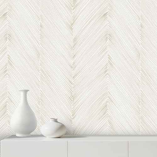Modern Peel and Stick Wallpaper A Set of 17.3"x120" Beige Herringbone Striped Wallpaper Self-Adhesive Removable Contact Paper for Cabinets Bathroom Bedroom Wall Decor