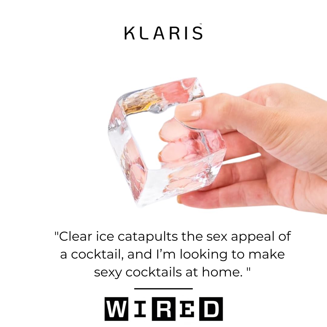 Clear Ice Maker - Makes 4 Large, 2" Crystal Clear Ice Cubes in 8 to 12 Hours - Great for Cocktails, Whiskey & Bourbon - Compact Countertop Ice Maker - Stainless Steel Shell - Reusable Ice Tray