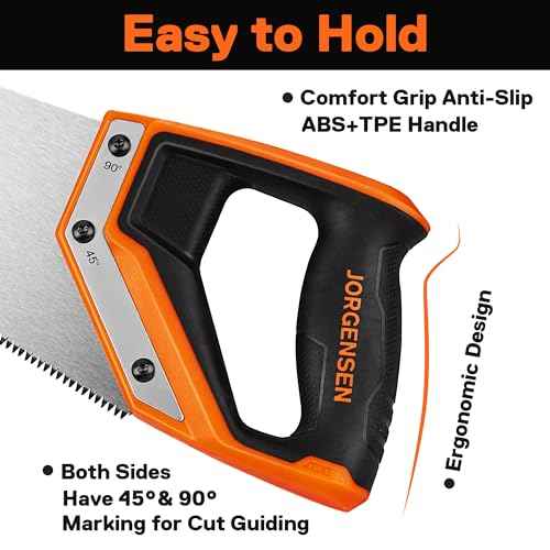 JORGENSEN 20 Inch Pro Hand Saw, 11 TPI Fine-Cut Ergonomic Non-Slip Aluminum Ultrasonic Welding Handle for Sawing, Trimming, Gardening, Woodworking, Drywall, Plastic Pipes