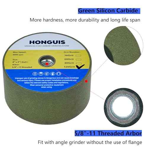 4 Inch Green Silicon Carbide Grinding Stone Wheel,Cup Grinding Wheel for Granite Marble Concrete Masonry with 5/8"-11 Threaded Arbor (120 Grit)