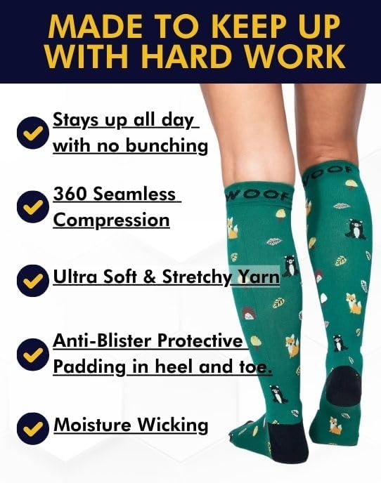 Compression Socks for Women & Men Circulation - 15-20 mmHg Compression Socks - Best Support for Nurses, Running, Athletic