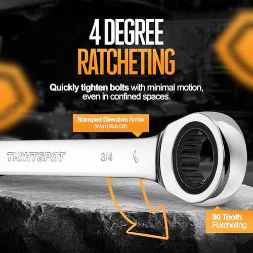 TIGHTSPOT 3/4 Inch Ratchet Wrench with Precision Movement and Hardened, Polished Steel for Projects with SAE Tight Spaces