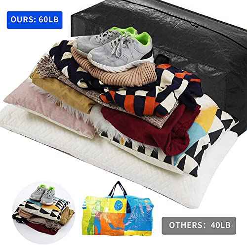 Surblue Moving Bags Heavy Duty Dorm Storage Moving Totes Extra Large Clothing Storage Packing Bags with Backpack Straps Strong Handles Zippers Replace Moving Storage Boxes for Moving Dorm Room Essentials, Pillows, Bedding, Blankets, Black£¬ Set of 2