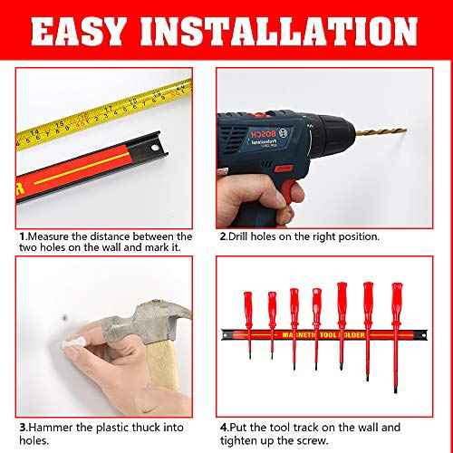 C-CHAIN 6PCS Heavy-Duty 18¡¯¡¯ Magnetic Tool Holder Racks Super Strong Metal Magnet Storage Tool Organizer Bars Set Great for Garage/Workshop (Mounting Screws Included)