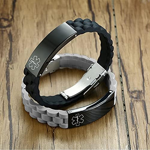 VNOX Medical Alert Bracelets for Men & Women Kids with Free Engraving Adjustable Stainless Steel Mesh Emergency Medical ID Bracelets Wristband