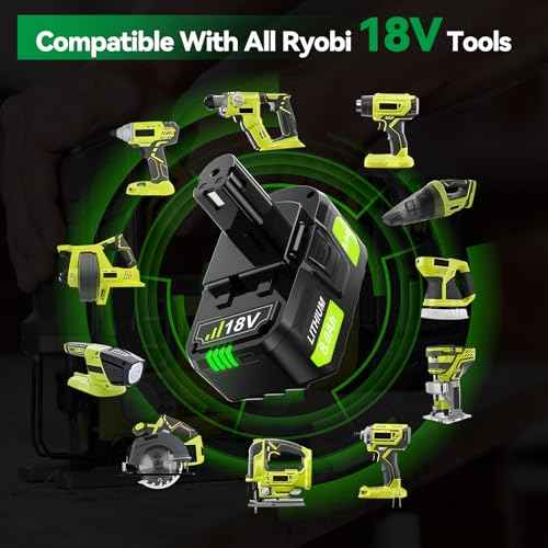 Upgraded 8.0Ah Replacement for Ryobi 18V Battery Compatible with Ryobi ONE+ 18V Battery PBP005 P102 P103 P104 P105 P107 P108 P109 P122 Cordless Power Tools with LED Indicator, 2 Pack