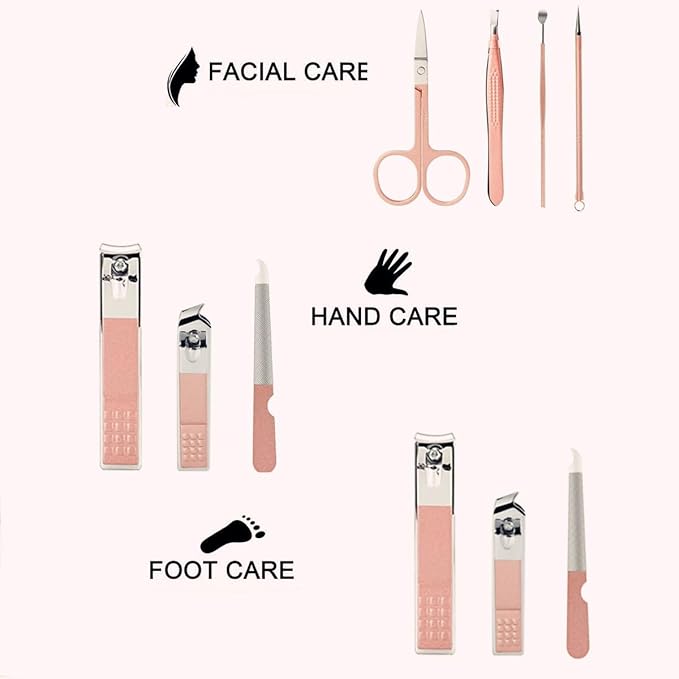 Manicure Set Women Men Nail Clipper Set Stainless Steel Toe Finger Nail Clippers Personal Care Tool with Case Travel Manicure Tool Nail Care Set Women Men Nail Grooming Kit Gifts for Mother Wife