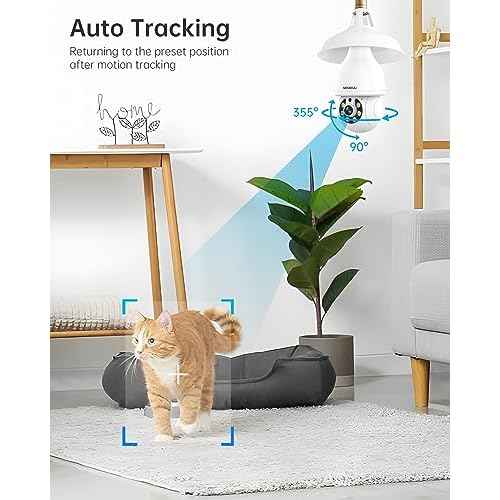 WESECUU Light Bulb Security Camera, 2.4G/5G WiFi Security Cameras Wireless Outdoor,Bulb Camera for Home Security, 2-Way Talk, Human Detection, Color Night Vision, Compatible with Alexa (Two Pack)