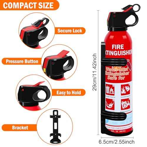 4 Pack Fire Extinguisher for Home, Kitchen, Car, and Grill,Ompact Water-Based A, B, C, K Extinguisher with Portable Non-Toxic Prevent Re-Ignition Easy Clean