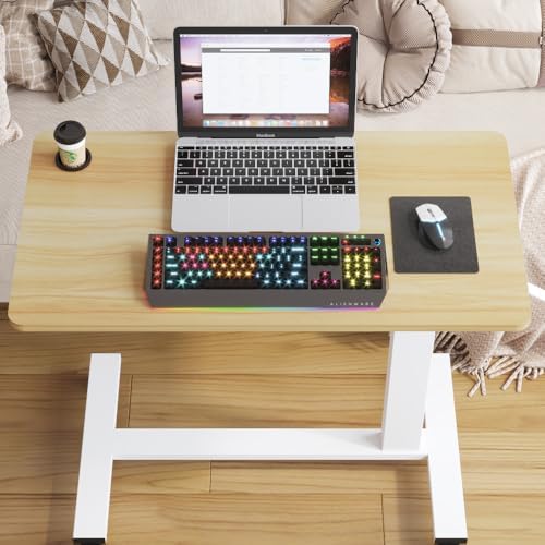 Overbed Beside Table,Bed Desk,Hospital Bedside Table,Pneumatic Mobile Laptop Computer Standing Desk Cart with Tray