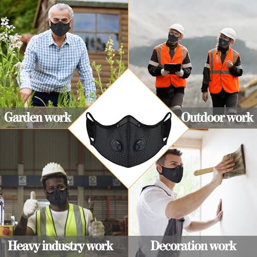 BDL Sport Mask with Exhalation Valves, Carbon Reusable with 4 Filters Personal Protective Adjustable Nylon Dust Sport Mask