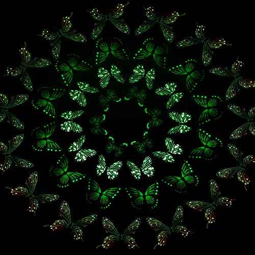 Outus 96 Pcs 3D Butterfly Wall Decor Glow in The Dark Butterfly Wall Decals Stickers Removable Stickers DIY Art Crafts Decor for Ceiling Bedroom Home Garden Party Decorations(Pink, Purple, Mixed)