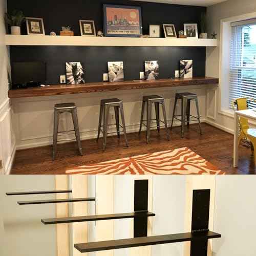 2-Pack Floating Shower Bench Brackets - 14" L x 2.5" W Heavy-Duty Hidden Countertop Wall Support Brackets, 3/8" Thick, Ideal for Floating Vanity, Cabinets, Granite,Dishwashers, Bin,and Bench Seats