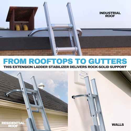 Secure Ladder Stabilizer - Extension Ladder Stabilizer & Roof Ladder Hook for Gutter Cleaning Tools and Wall, Enhance Safety with Ladder Accessories